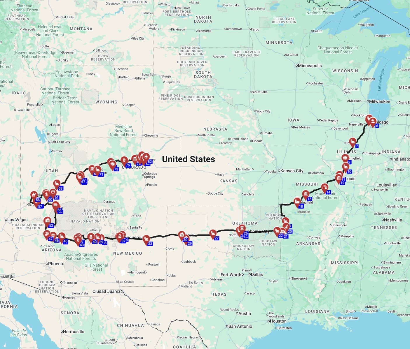how to plan a motorhome trip in USA Chicago to Denver camper trip route